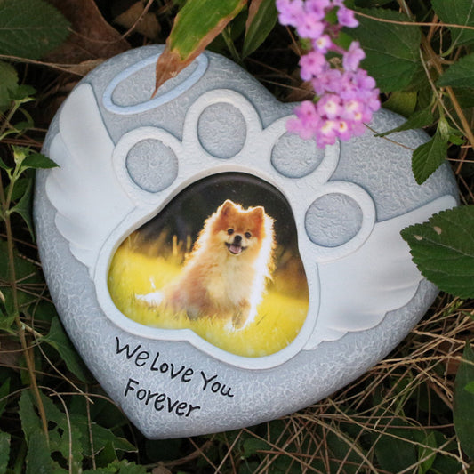 Pet Dog Memorial Photo Frame Tombstone Garden Statue