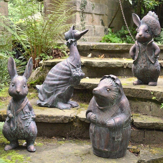 European style handmade resin cartoon animal garden ornaments