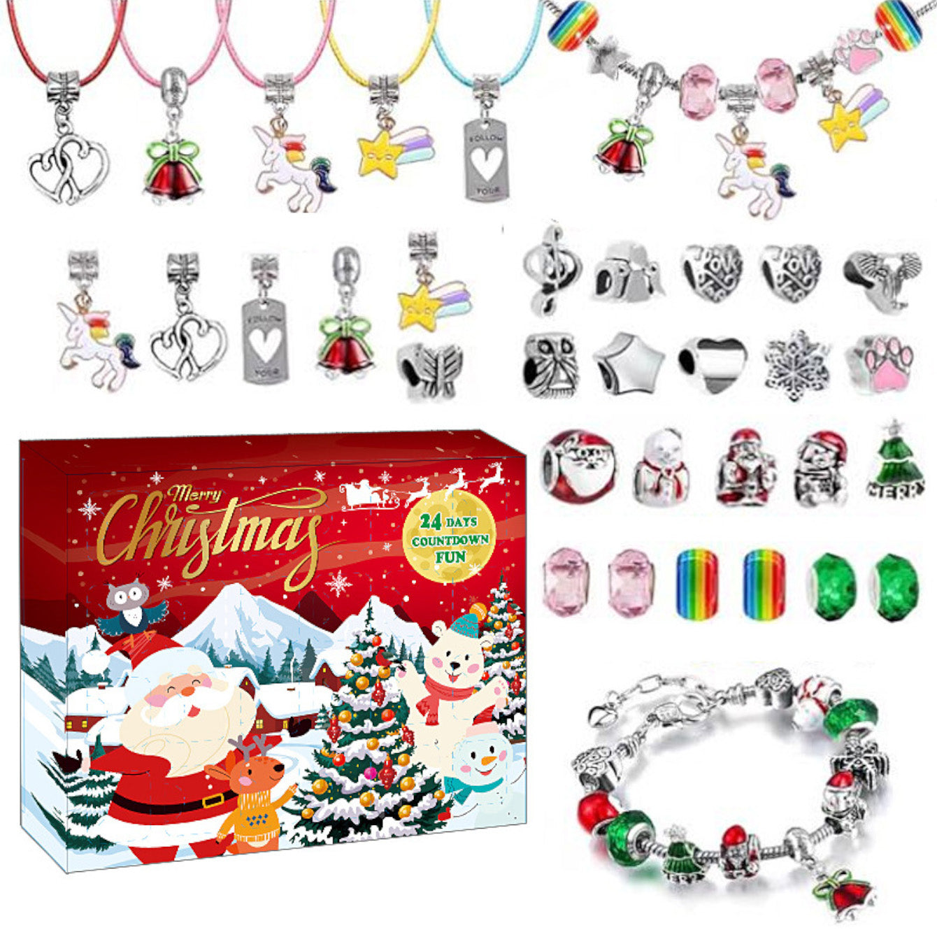 24-grid Christmas Advent Calendar DIY Bracelet Blind Box