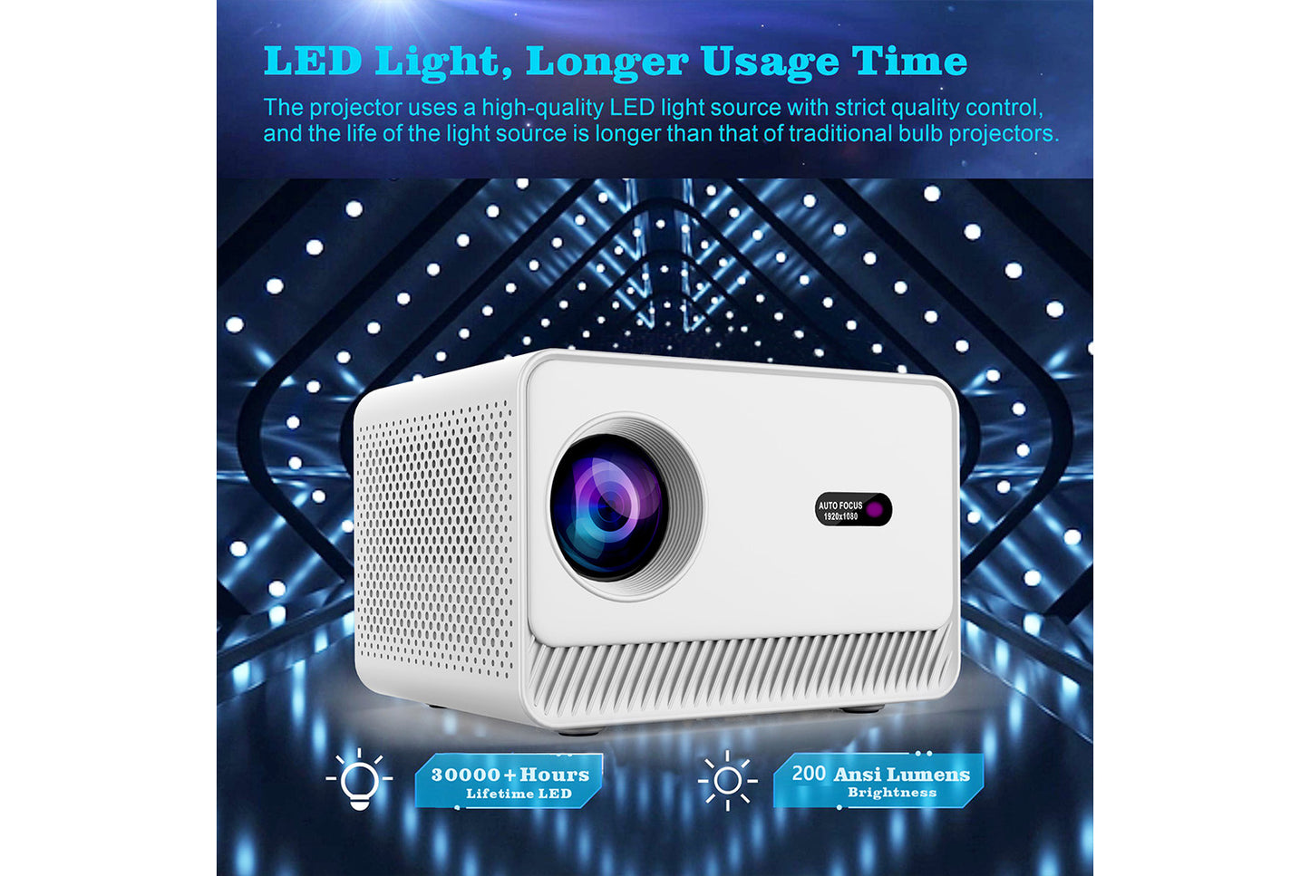 **M10 Smart Projector, White, Android**(UK plug)
