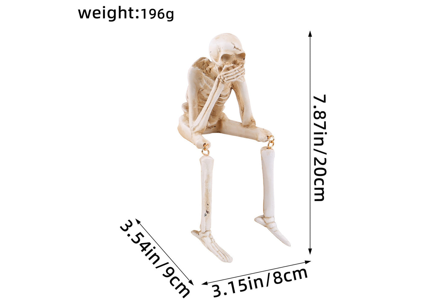 Halloween Resin Skeleton Ornaments | Three "Don't Hear, Don't See, Don't Talk" Styles