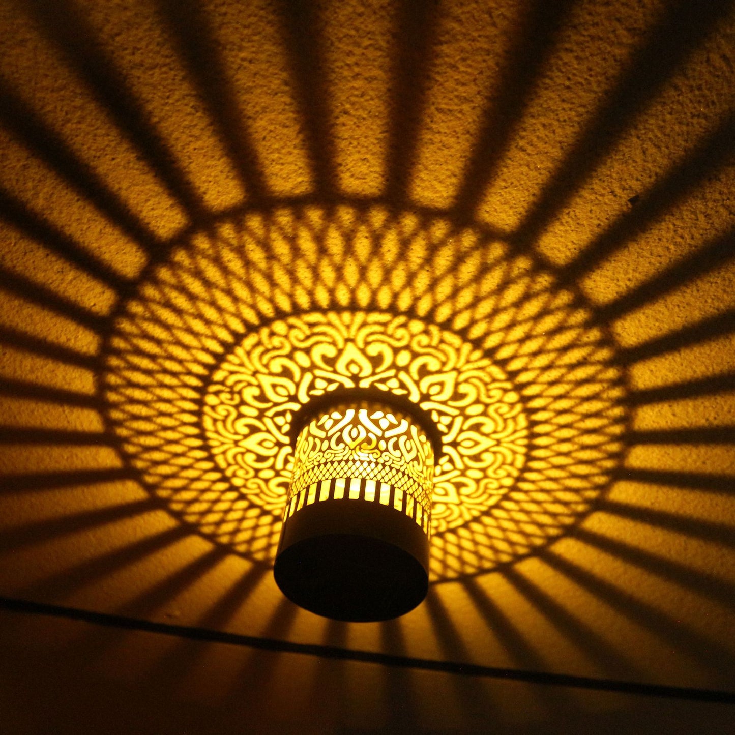 Solar-Powered Wall-Mounted Perforated Projector Light