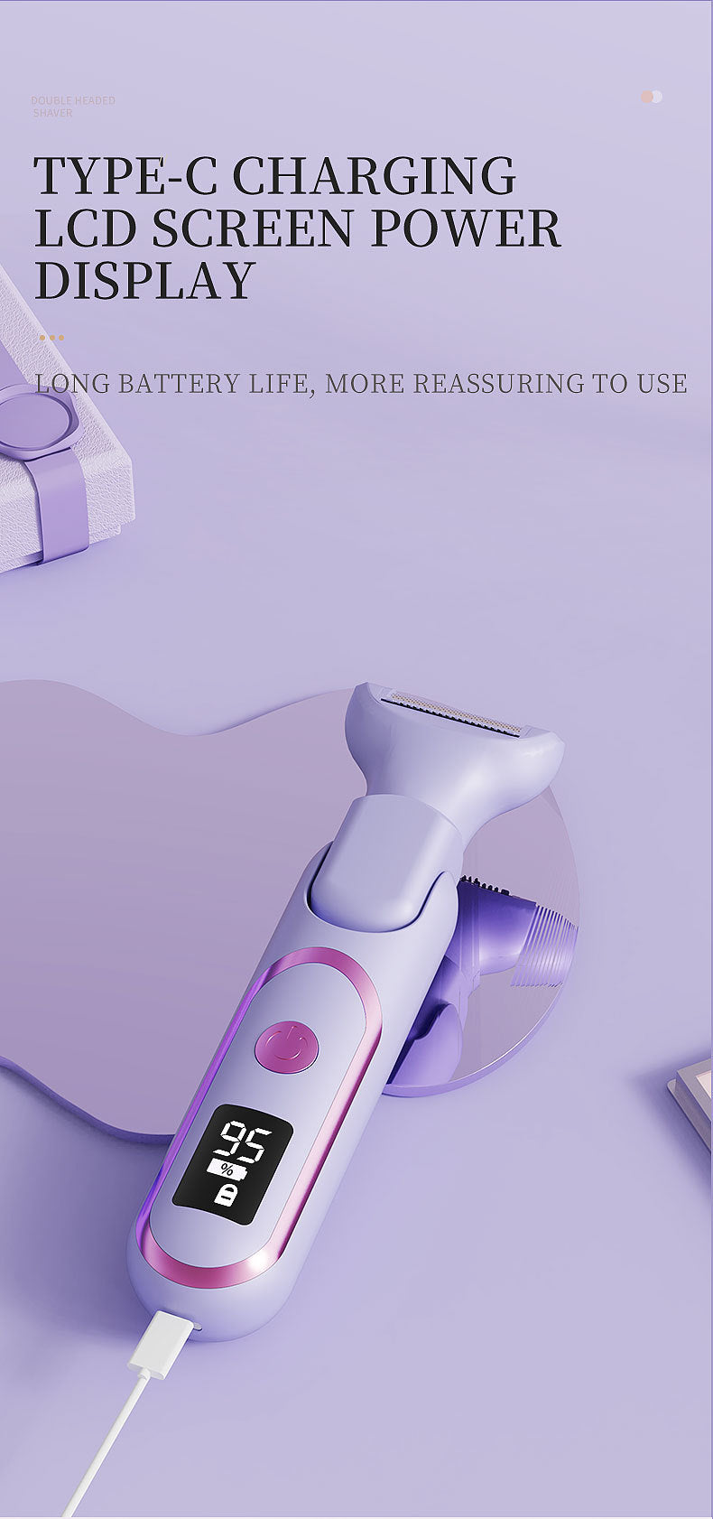 # Digital Display 5-in-1 Electric Hair Shaver for Women