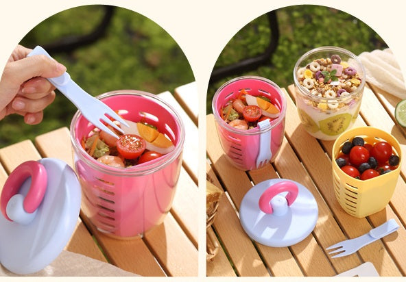 # Double-Layer Draining Portable Salad Cup