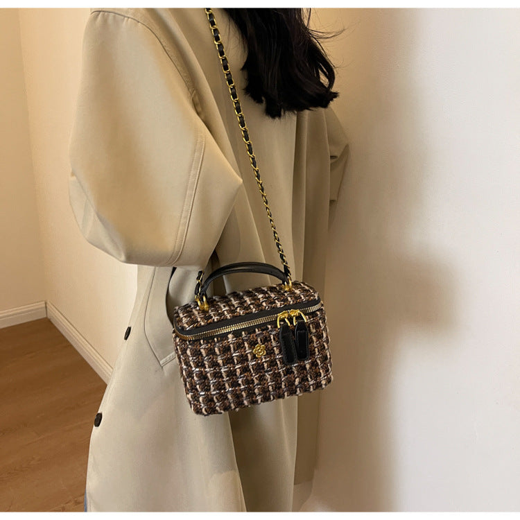 **Chanel-Style Wool Chain Bag**