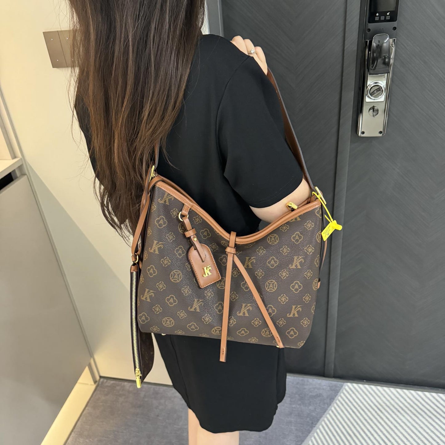 Monogram Letter Shopping Tote Bag