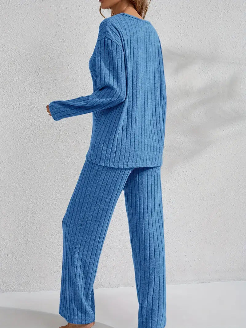 Women's Autumn/Winter Ribbed Home Wear Set