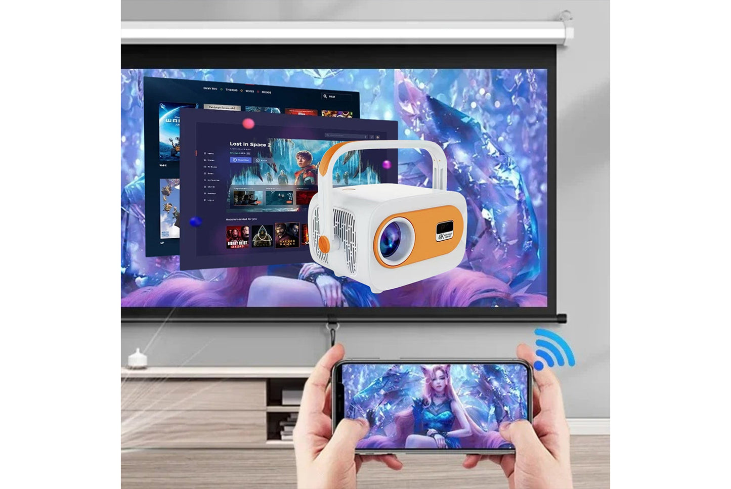 **JY325 Android 4K Projector Portable Smart Home Theater**(UK plug)