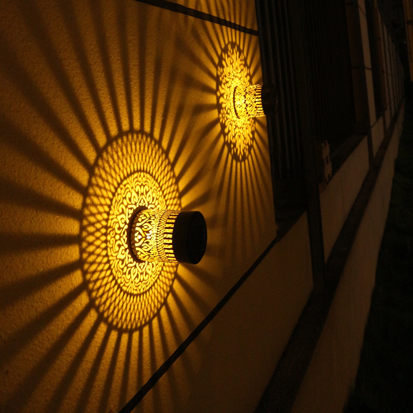 Solar-Powered Wall-Mounted Perforated Projector Light