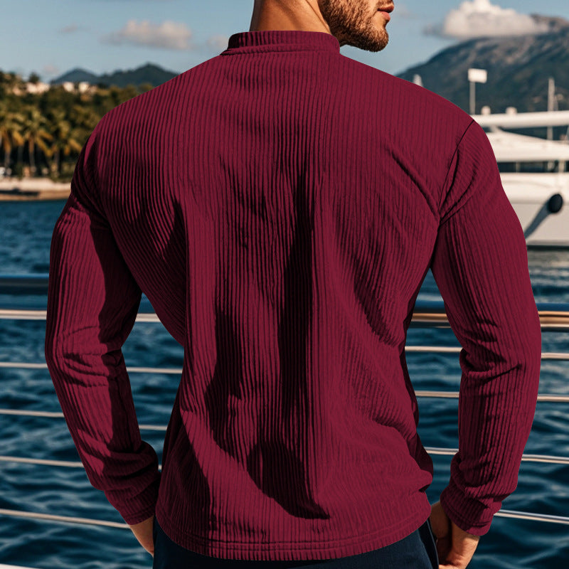 New Men's Long-Sleeve Henley Shirt