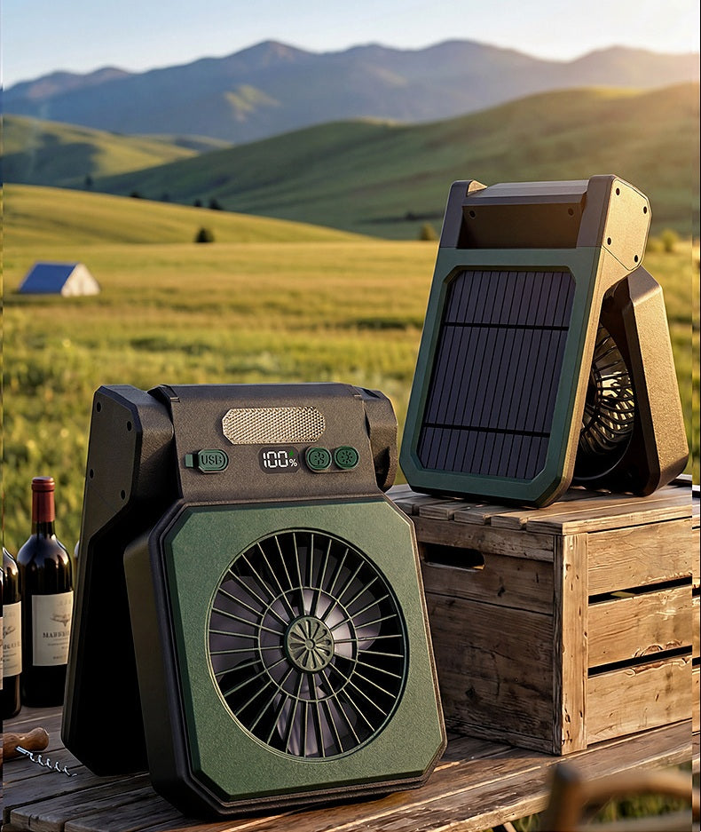 # Solar-Powered Camping Light Portable Fan