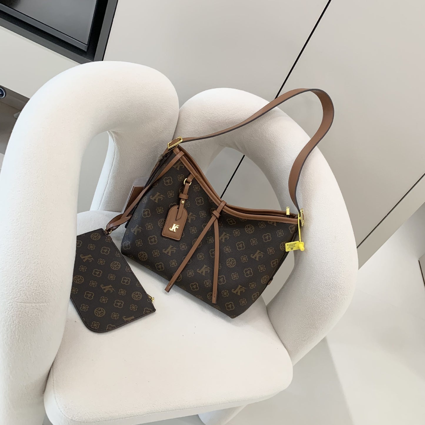 Monogram Letter Shopping Tote Bag