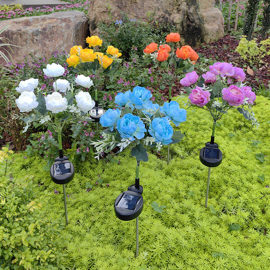 Solar-Powered 7-Head Peony LED Garden Light