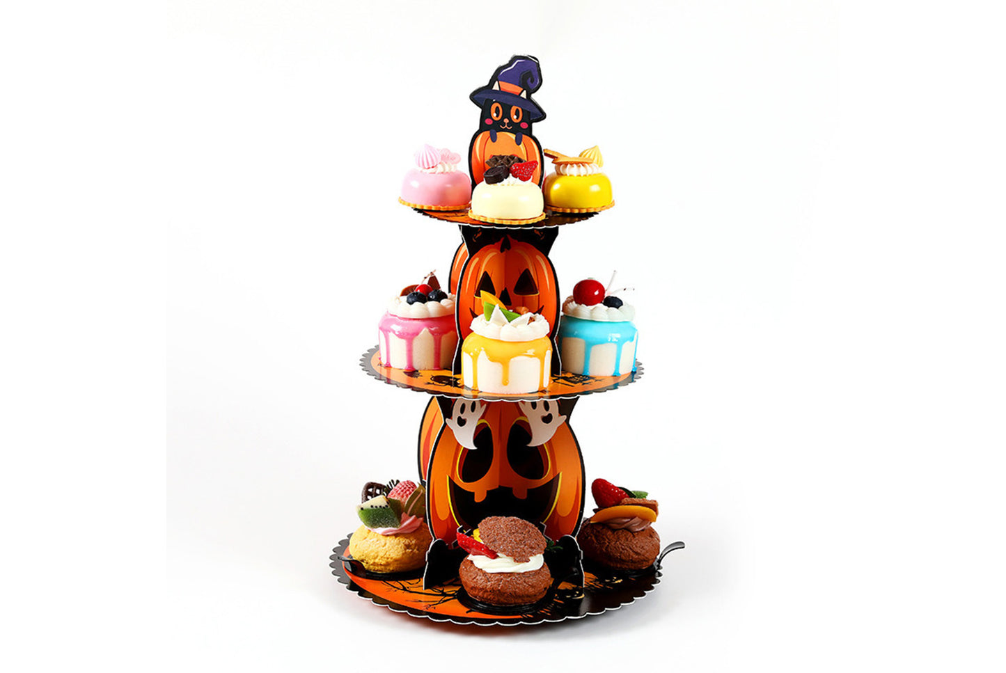 **Halloween Pumpkin Multi-Tier Cake Stand Decorative 3D Cake Tray**
