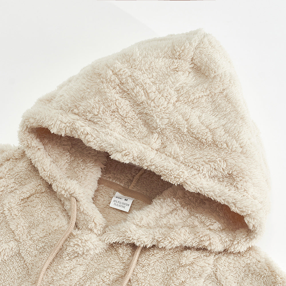 Hot-Selling Fleece-Lined Hooded Sweatshirt, Loose Fit, Heavyweight Men's Wear