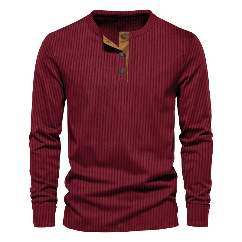 New Men's Long-Sleeve Henley Shirt