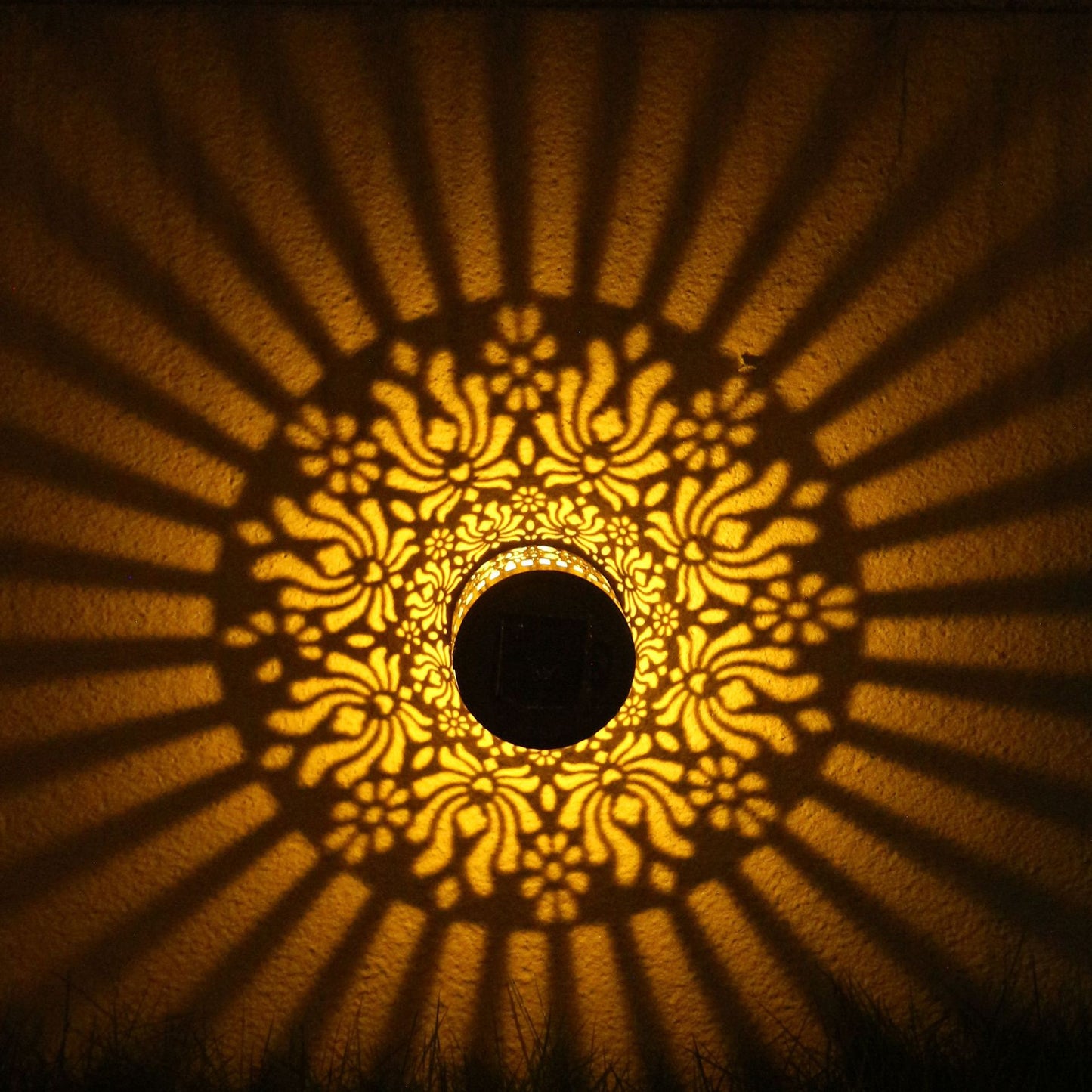 Solar-Powered Wall-Mounted Perforated Projector Light