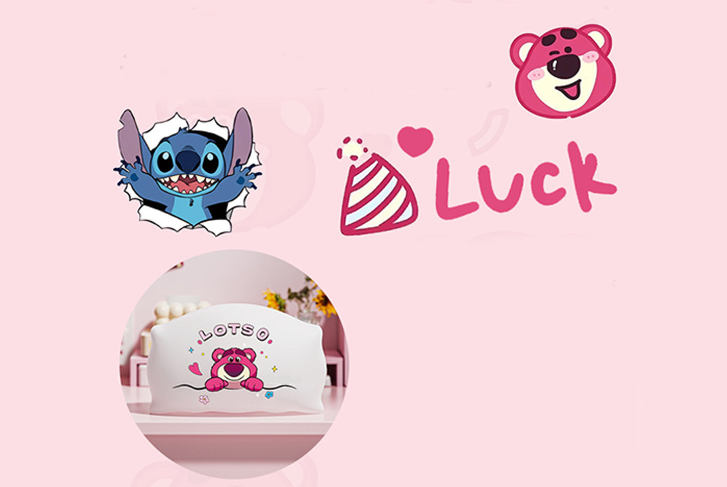 Strawberry Bear/Stitch Pillow Magnetic Night Light