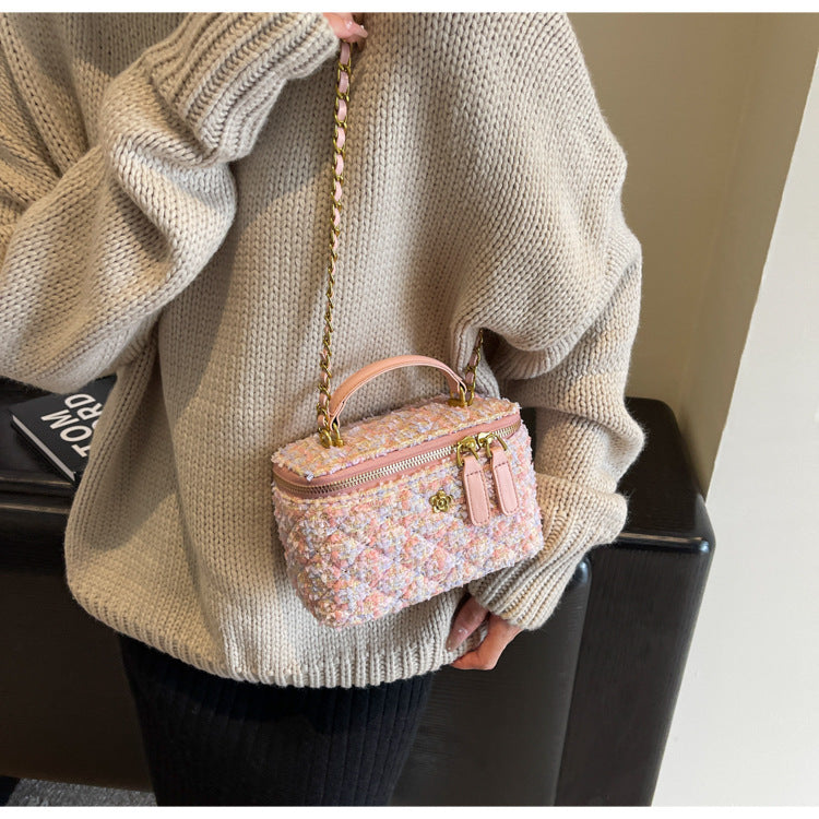 **Chanel-Style Wool Chain Bag**