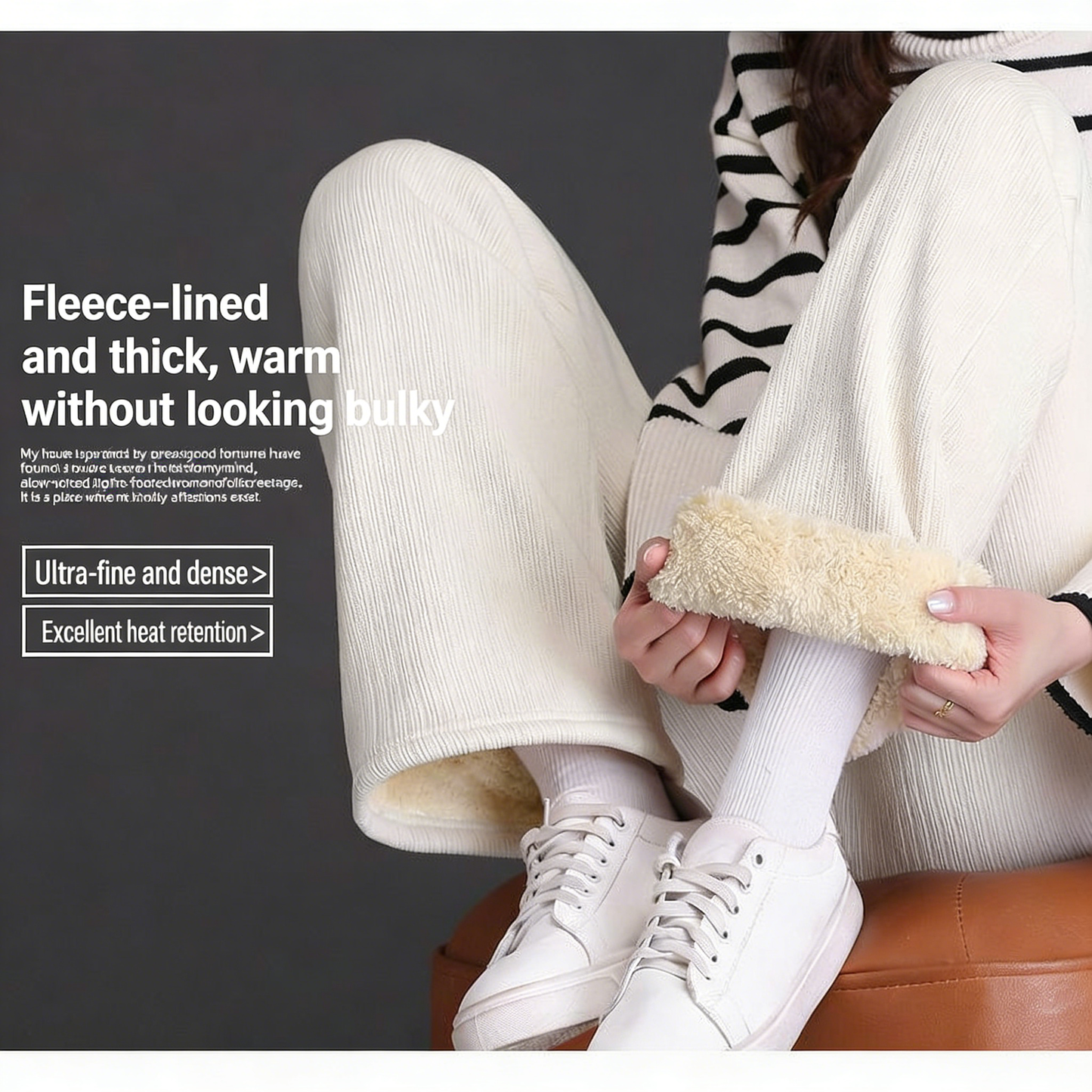 Plus Size Straight-Leg Wide-Leg Sweatpants with Lambswool Lining