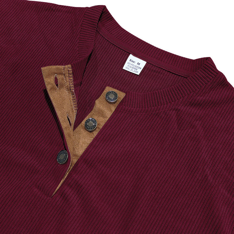 New Men's Long-Sleeve Henley Shirt
