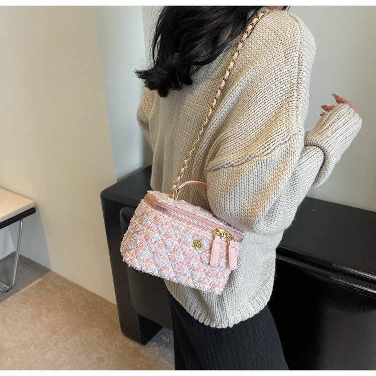 **Chanel-Style Wool Chain Bag**