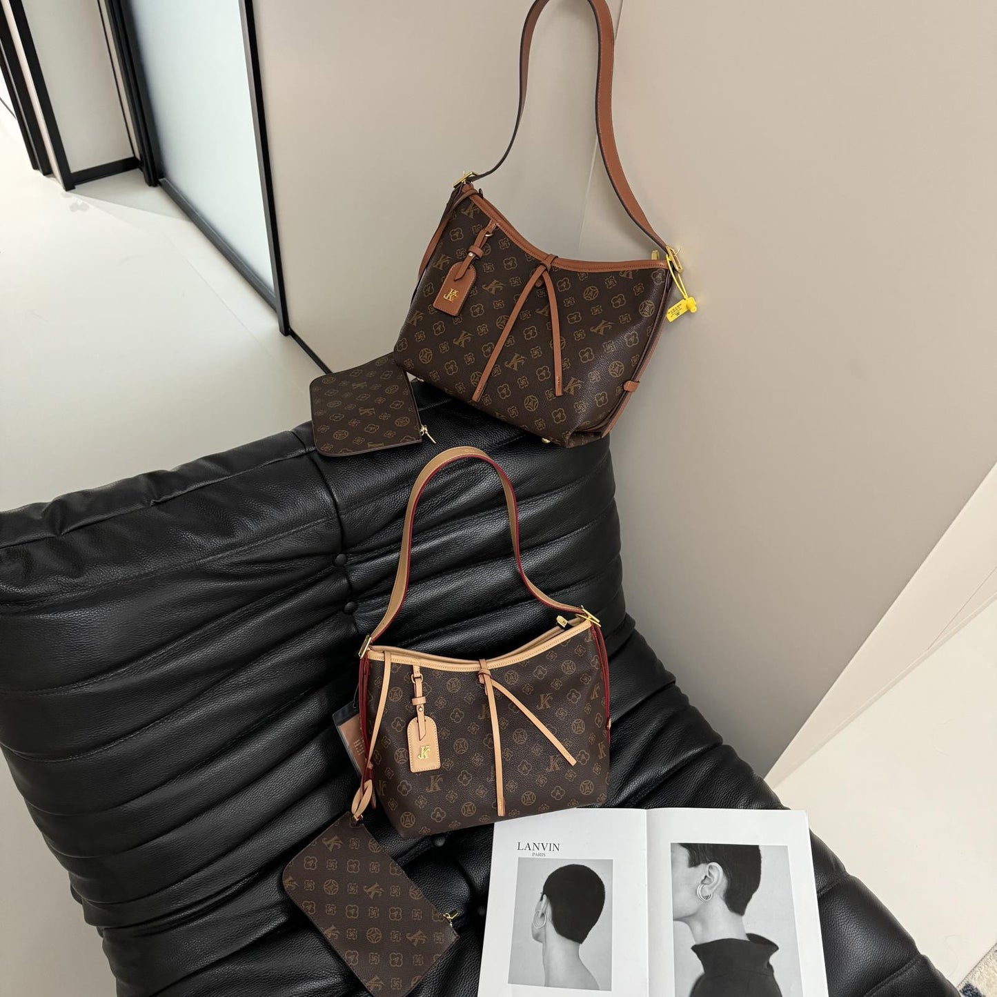 Monogram Letter Shopping Tote Bag