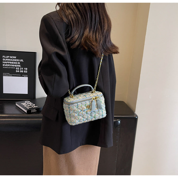 **Chanel-Style Wool Chain Bag**