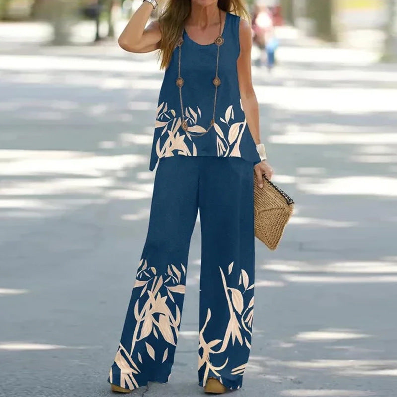 # Women's Printed Sleeveless High-Waisted Two-Piece Set