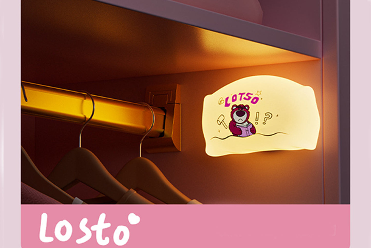 Strawberry Bear/Stitch Pillow Magnetic Night Light