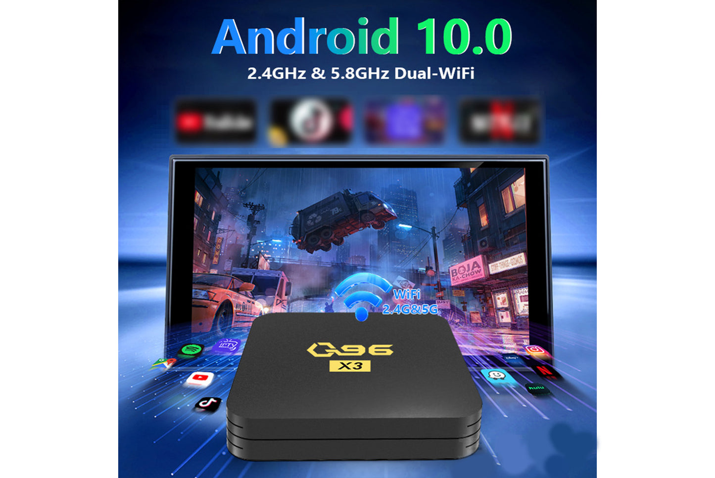 **Q96X3 Android 10 Internet Set-Top Box (8+128GB Version)**(UK plug)