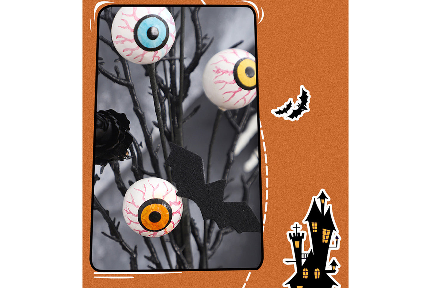 **Creative Maple Leaf, Bat, and Pine Cone Eyeball Cutting Bouquet Accessory**