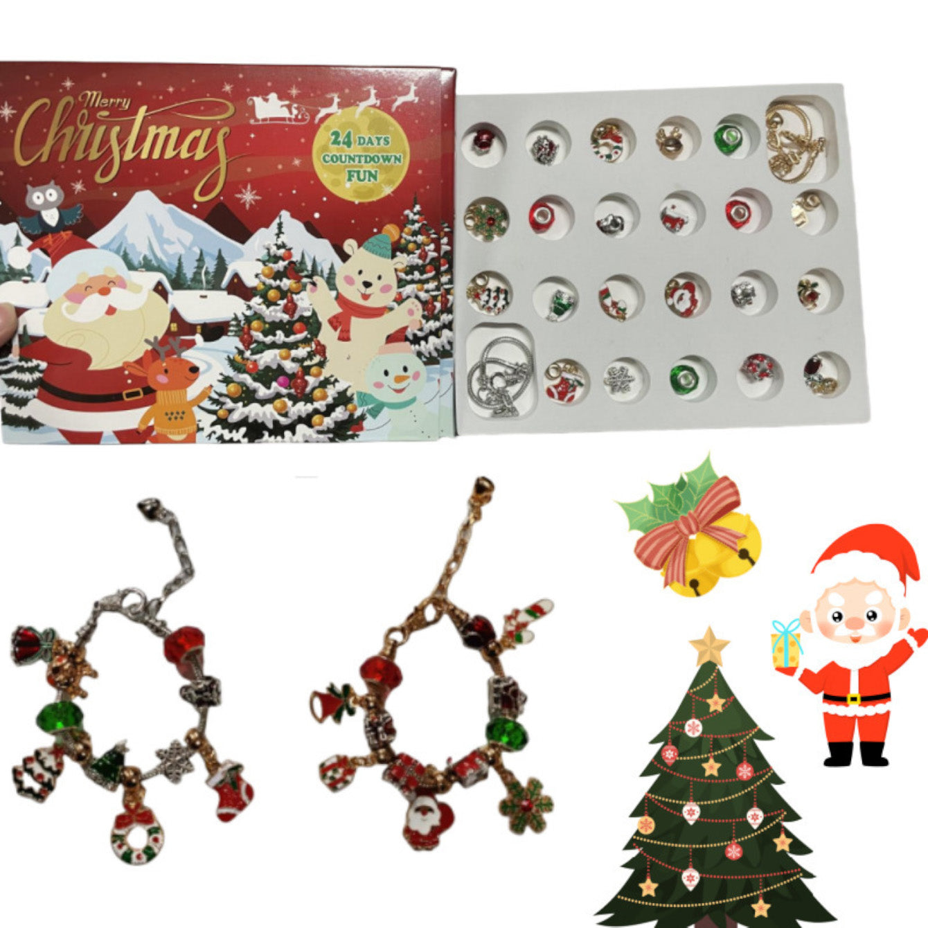 24-grid Christmas Advent Calendar DIY Bracelet Blind Box