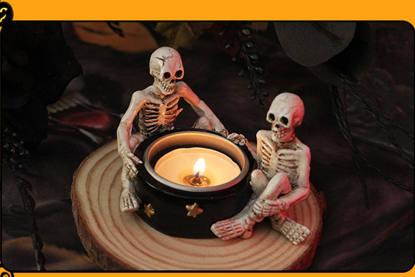*Halloween Scary Witch Skull Candle Holder - Halloween Party Tabletop Decoration*