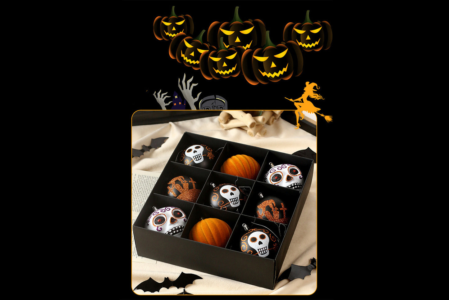 **Halloween Exquisite Scary Skull Plastic Ball Hanging Ornament**