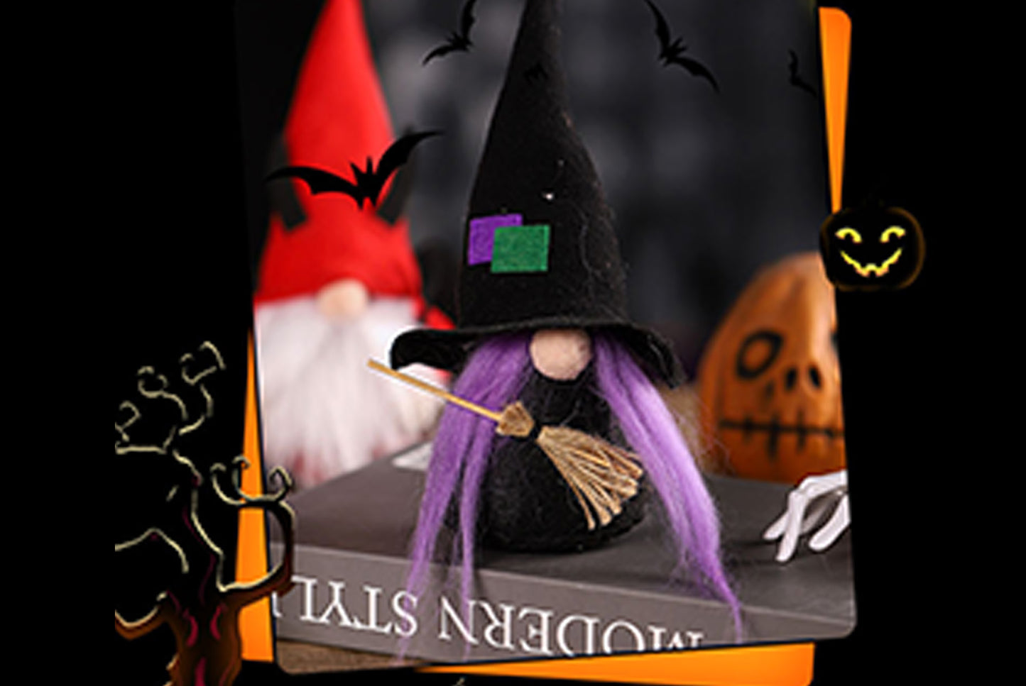 **Halloween Witch Bat Doll Decorative Ornament**