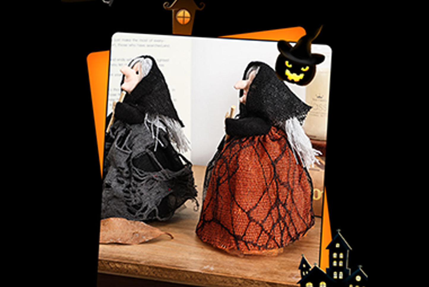 **Exquisite Broom Witch Treetop Star Ornament**