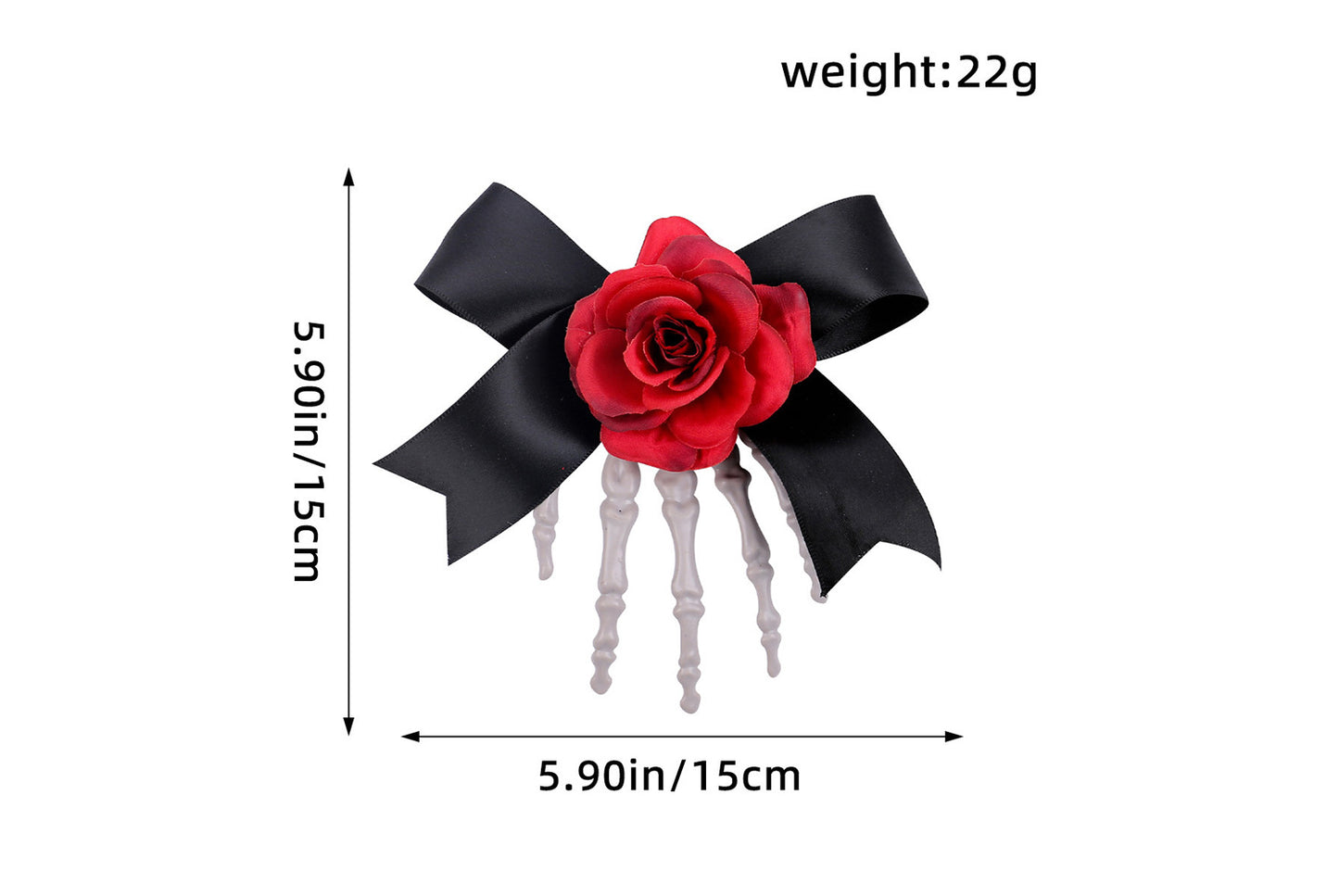 **Halloween Skeleton Hand Hair Clip with Scary Rose Bow Side Clip**