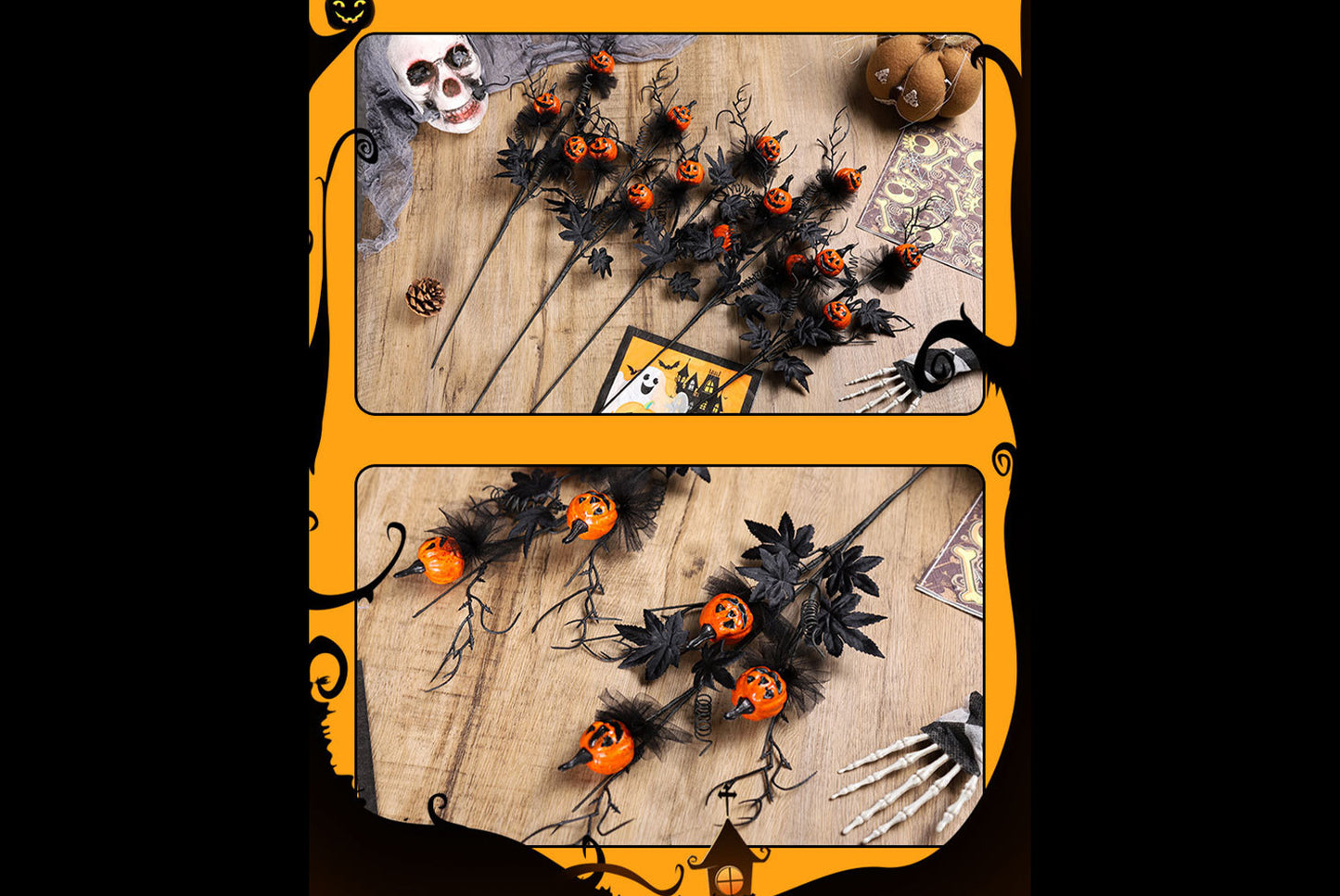 Black Spooky Pumpkin Cuttings Bouquet - Perfect for Halloween Decorations