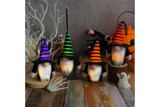 **Halloween Light-Up Charm Top Hat Gnome Window Display**