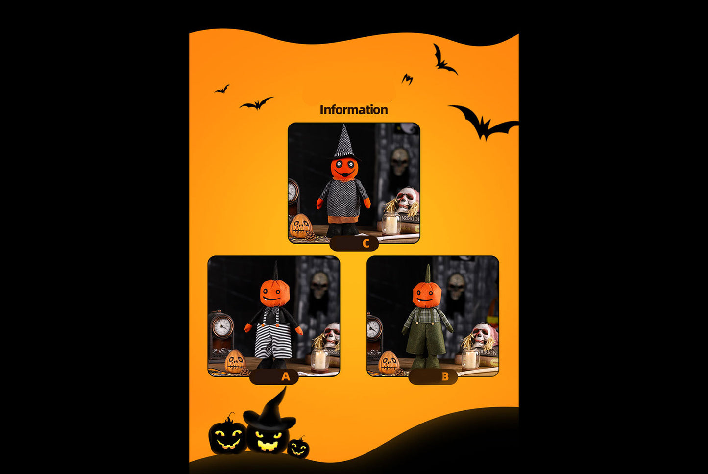 **Halloween Cute Pumpkin Boy with Retractable Legs**