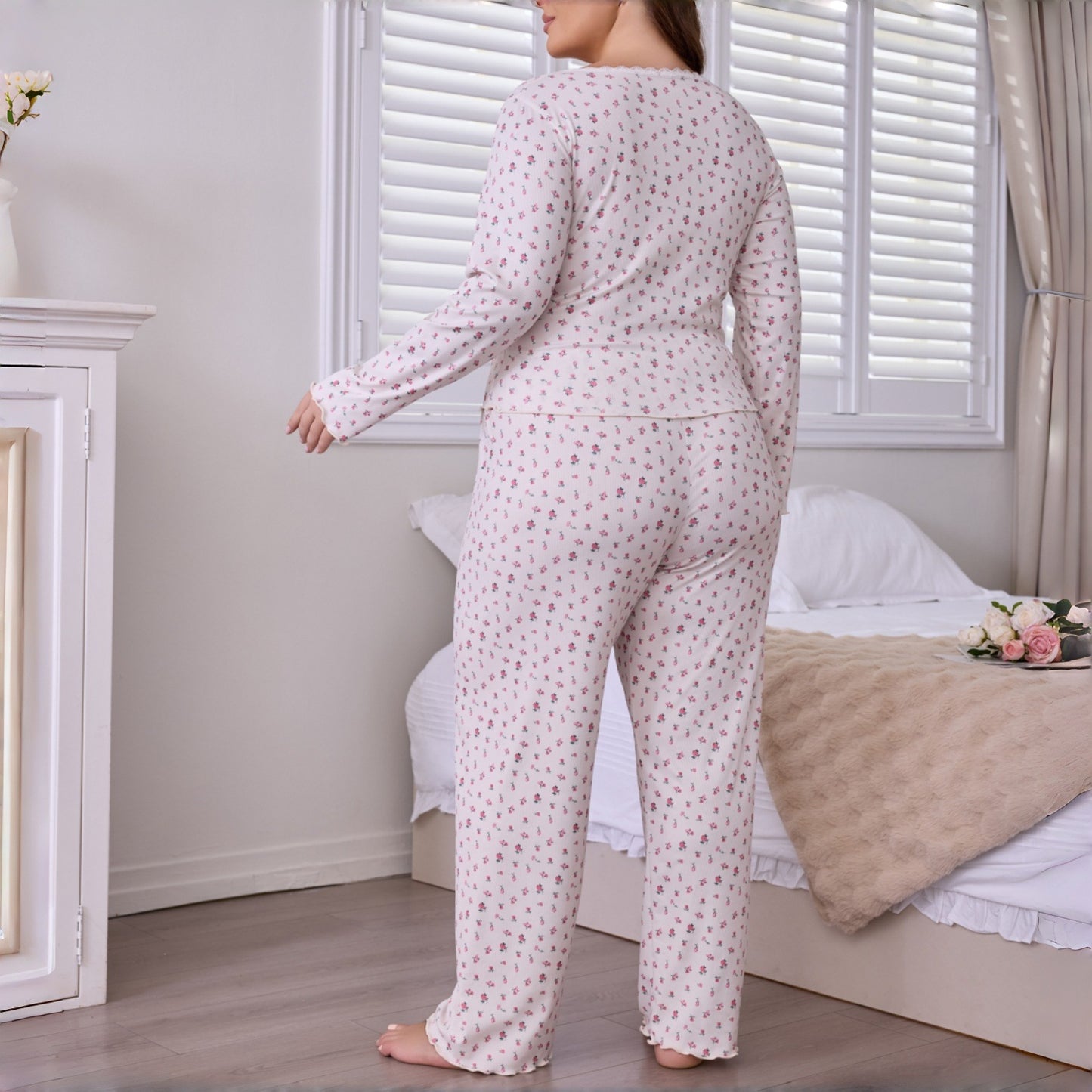 Autumn and winter women's long-sleeved casual pajamas and home wear sets
