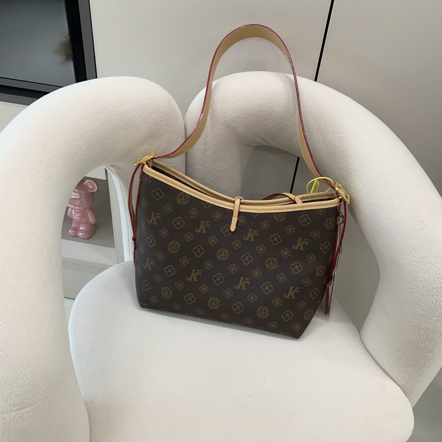 Monogram Letter Shopping Tote Bag