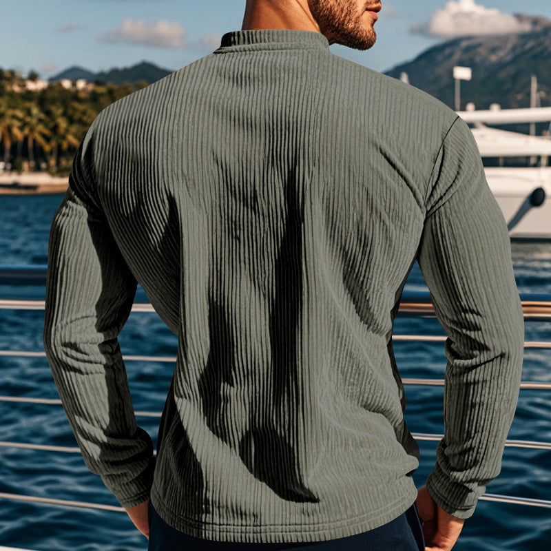 New Men's Long-Sleeve Henley Shirt