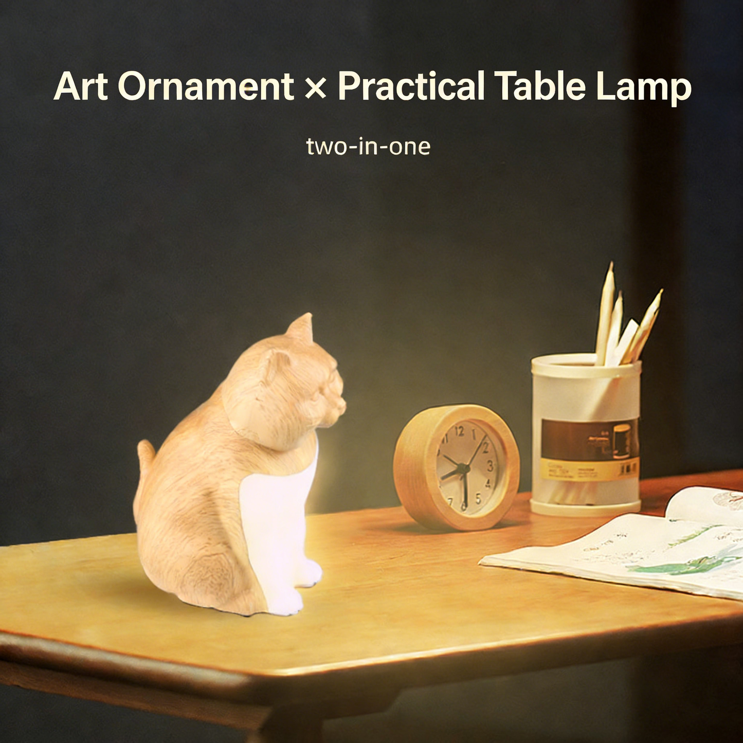 **Mini Night Light for Bedroom Desktop, Creative Lucky Cat Desk Lamp**