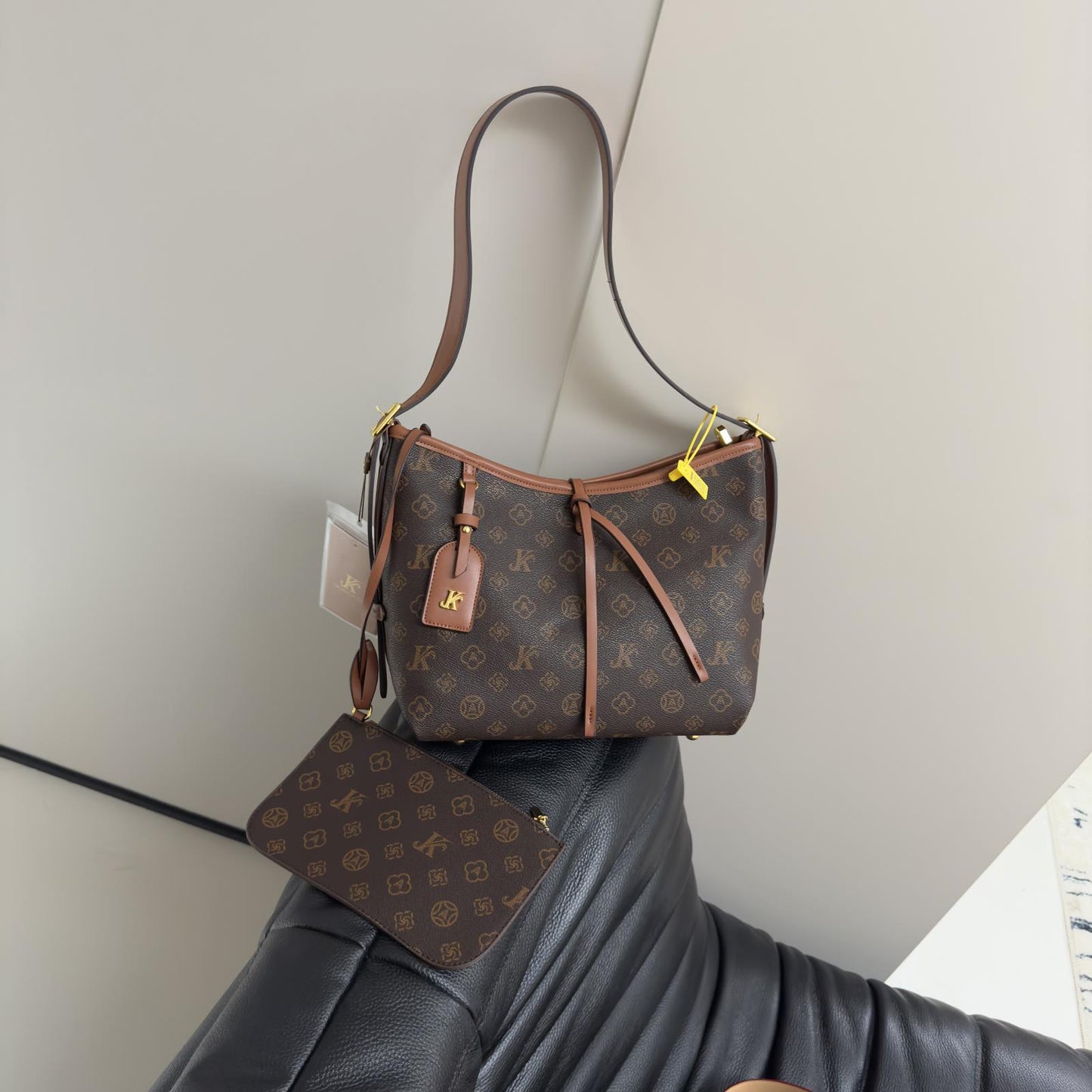 Monogram Letter Shopping Tote Bag