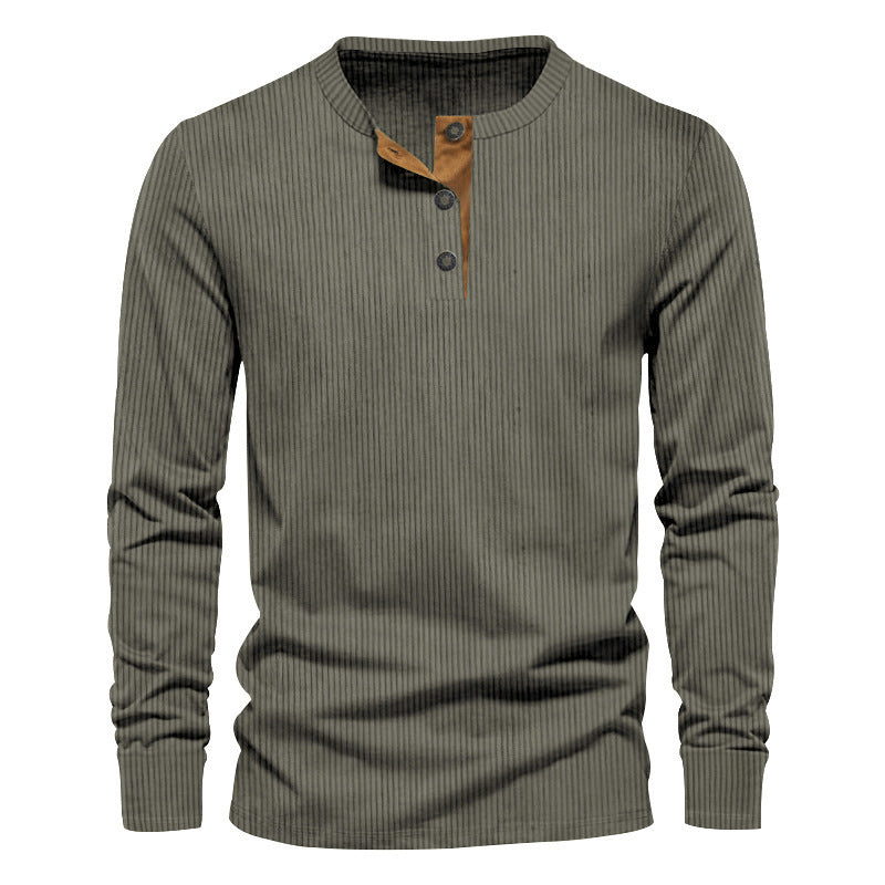 New Men's Long-Sleeve Henley Shirt