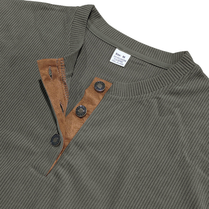 New Men's Long-Sleeve Henley Shirt