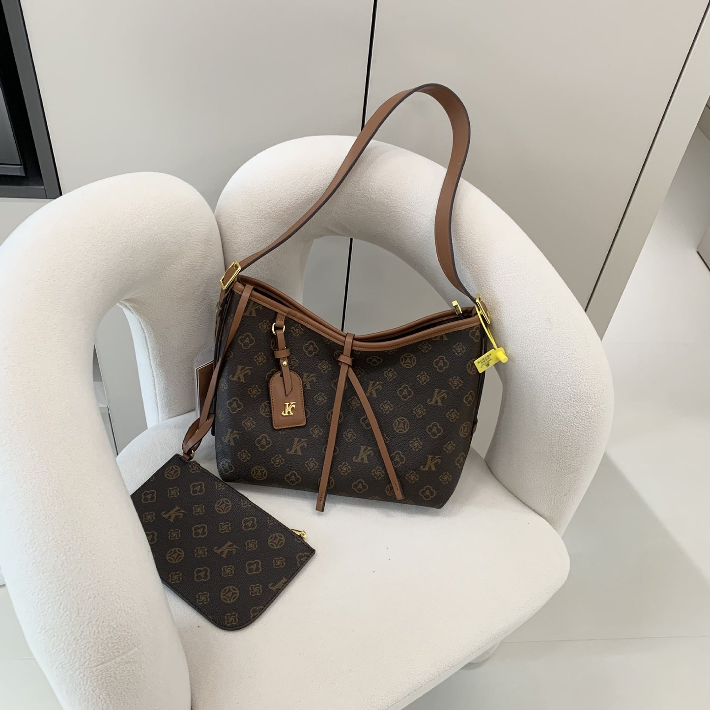 Monogram Letter Shopping Tote Bag