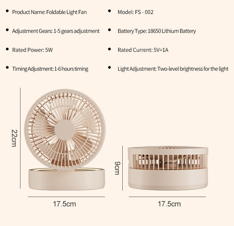 # Foldable Desktop Rechargeable Fan with Mirror